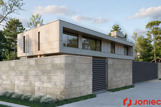 Nowoczesny płot betonowy z bloczków JONIEC® ROMA Vital ECO